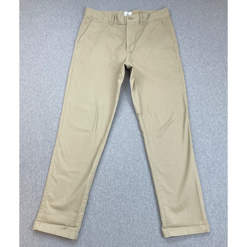 H&M Pants Mens 31 Beige Cotton Blend Stretch Slim Fit Chino Flat Front Straight